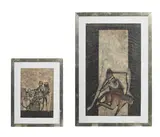 Hugo Drucaroff, Composition animée et Famille, 1973, suite de 2 huiles sur toile