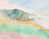 Jacques Villon, Falaises en bord de mer, 1960, technique mixte sur toile montée sur carton