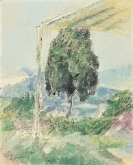 Jacques Villon, Arbre, 1960, technique mixte sur toile montée sur carton