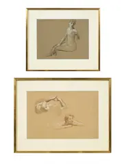 Etudes de nu by Adolf Hirémy-Hirschl, ensemble d'une pierre noire et craie blanche et d'un pastel sur papier, offered Dec 2025