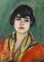 Charles Camoin, Jeune fille à l'écharpe jaune, 1936, huile sur toile