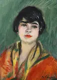Charles Camoin, Jeune fille à l'écharpe jaune, 1936, huile sur toile