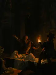 Petrus van Schendel, Roméo et Juliette avec Balthasar dans la crypte, c. 1830, huile sur panneau
