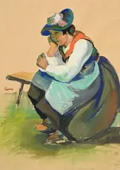Alfredo Cini, Valaisanne, 1943, gouache sur papier