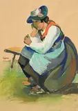 Alfredo Cini, Valaisanne, 1943, gouache sur papier
