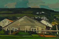 Albert Schnyder, Fermes à Ocourt, huile sur toile