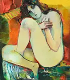 Mikhail Turovsky, Sitting model (Olga), 1987, huile sur toile