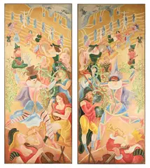 Le cirque by Louis Touchagues, tempera sur toile, offered Jun 2025