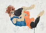 Gabriel Vormstein, Femme couchée, technique mixte sur papier journal