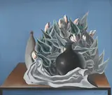 Christos Caras, Sans titre, 1974, Fleurs et vases sur une table, huile sur toile