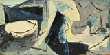 Arman, Composition bleu, 1952-1953, huile sur panneau