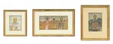 Nikifor Krynicki, Scènes religieuses, suite de 2 crayons de couleur et 1 aquarelle sur papier