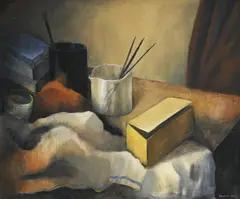 Gustave Buchet, Nature morte aux pinceaux, 1945, huile sur toile