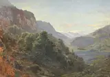 Eugène Etienne Sordet, Paysage de lac en montagne, 1916, huile sur toile