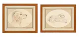 François de Poret, Portraits de labrador, 1989, paire de pastels et fusain sur papier