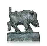Robert Hainard, Sanglier, sculpture en bronze à patine verte