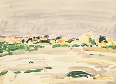 Hans Berger, Village en Provence, aquarelle sur papier