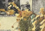 Hans Berger, Nature morte aux tournesols, huile sur pavatex