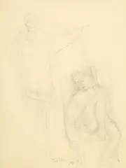 Balthus, La séance de pose, 1975, crayon de graphite et estompe sur papier