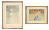 CSR_Henry Somm, Femme au chapeau rose, 2 aquarelles sur papier