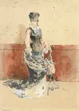 CSR_Henry Somm, Femme et marionnette, aquarelle, encre de Chine et rehauts de gouache sur papier