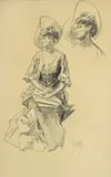 CSR_Jules Chéret, Etudes de femme, 2 fusains sur papier