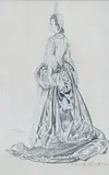 William Russell Flint, Audrey as Amanda, 1948, crayon bleu sur papier