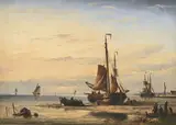 Nicolaas Martinus Wijdoogen, Marine au coucher de soleil, huile sur toile