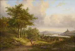 Jan Evert Morel, Paysage animé, huile sur panneau