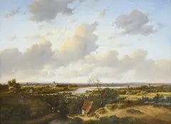 Jan Evert Morel, Paysage animé, huile sur toile