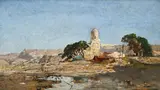 Alberto Pasini, Tende persiane in un'oasi, huile sur panneau