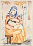 Nathalie Goncharova, Etude pour la famille juive, 1911, aquarelle et gouache sur papier