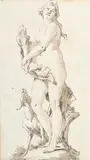 Diane by Giovanni Domenico Tiepolo, plume et encre brune, lavis brun-gris sur papier, offered Jun 2024