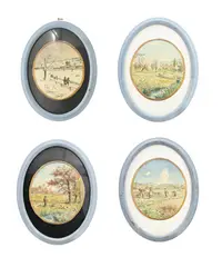 Henri van Muyden, Les 4 saisons, suite de 4 aquarelles, plumes et encres sur papier