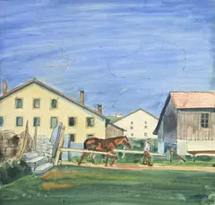 Albert Schnyder, In den Freibergen, 1947, aquarelle sur papier