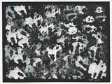Mark Tobey, Untitled, 1961, monotype avec tempera sur papier noir