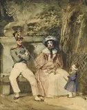 Nicolas Toussaint Charlet, Scène de vie, aquarelle sur papier
