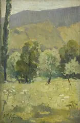 Victor Vignon, Paysage, huile sur panneau