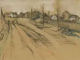 Joseph Rossi, Vue d'un chemin, pastel et crayon de graphite sur papier