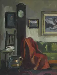 Erich Hartmann, Scène d'intérieur, huile sur panneau