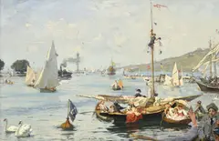 La fête nautique by Simon Durand, 1892, huile sur toile, offered Dec 2023