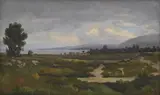 Jean-Philippe George-Juillard, Sans titre, Vue sur le lac, huile sur papier