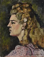Emile Chambon, Portrait de jeune fille blonde, 1942, huile sur carton