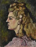 Emile Chambon, Portrait de jeune fille blonde, 1942, huile sur carton