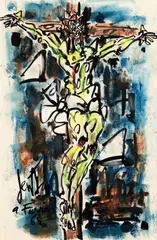 Gen Paul, Christ, encre et crayon gras sur papier