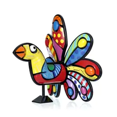 Romero Britto, Pinecrest Peacock, sculpture, technique mixte sur bois