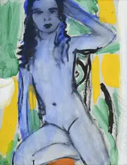 Luciano Castelli, Femme nue, 1989, technique mixte sur papier