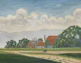 Albert Trachsel, Maisons à Lullier, huile sur toile