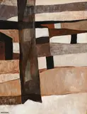 Charles Monnier, Village, huile sur papier marouflé sur toile