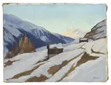 Frédy Hungrecker, Coucher de soleil, Val d'Hérans (Valais), 1950, huile sur toile